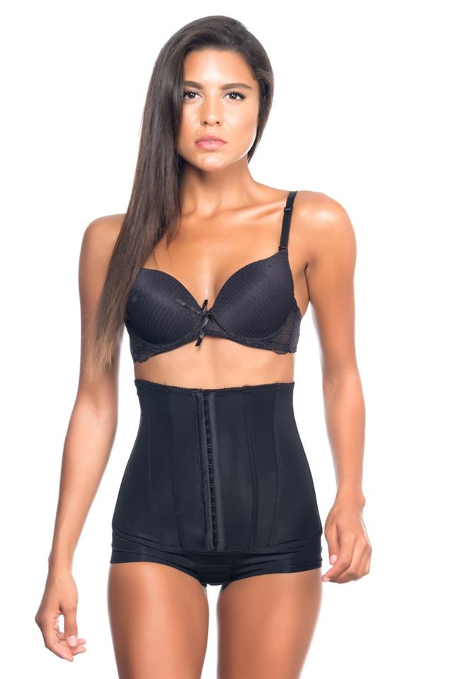 Black  2824 High Waist Balen Aged Slip Laser Corset