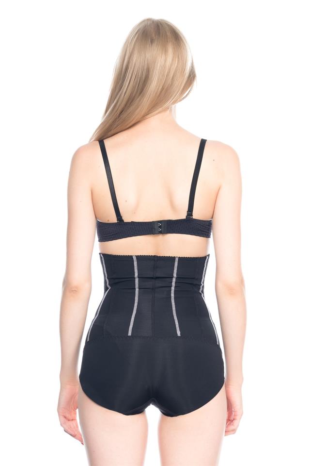 Black  2886 High Waist Lace Slip Laser Corset