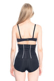 Schwarzes 2886 High Waist Lace Slip Laser Korsett