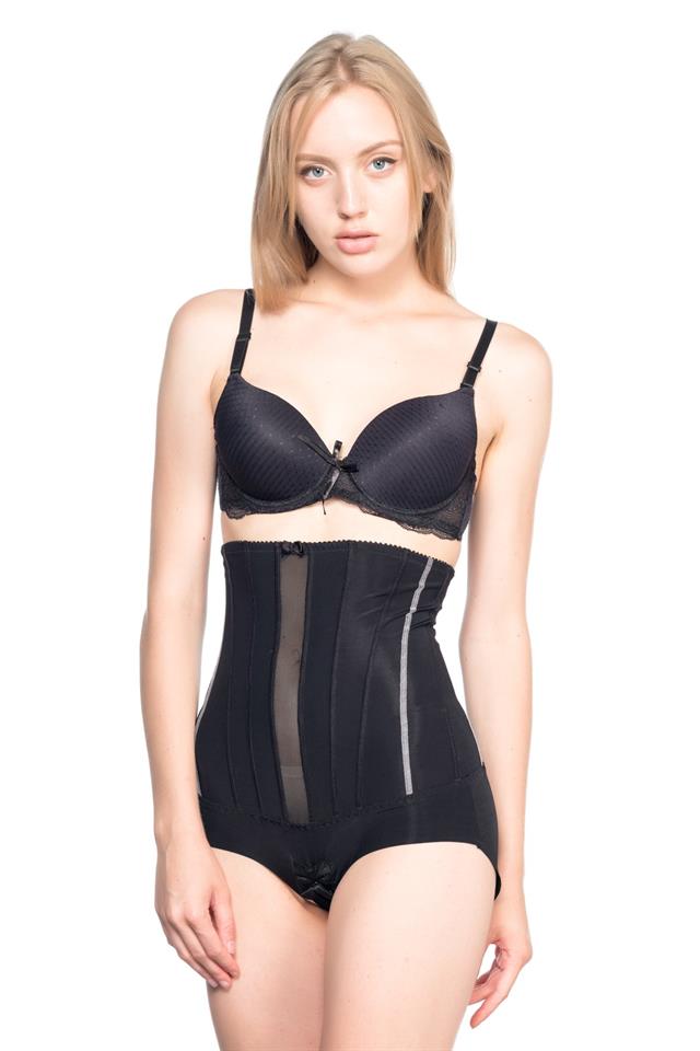 Black  2886 High Waist Lace Slip Laser Corset