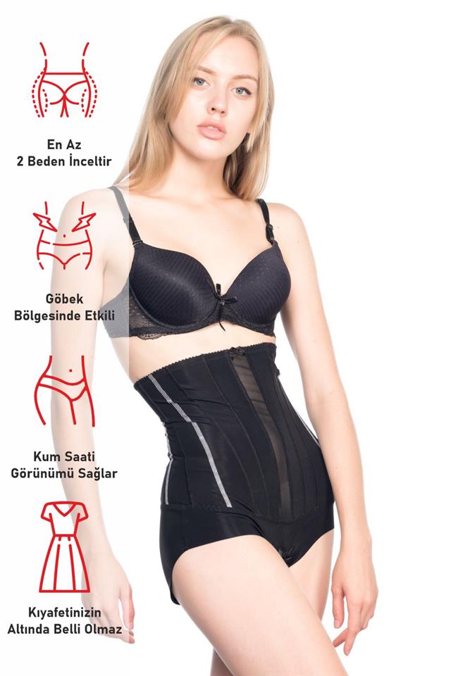 Black  2886 High Waist Lace Slip Laser Corset