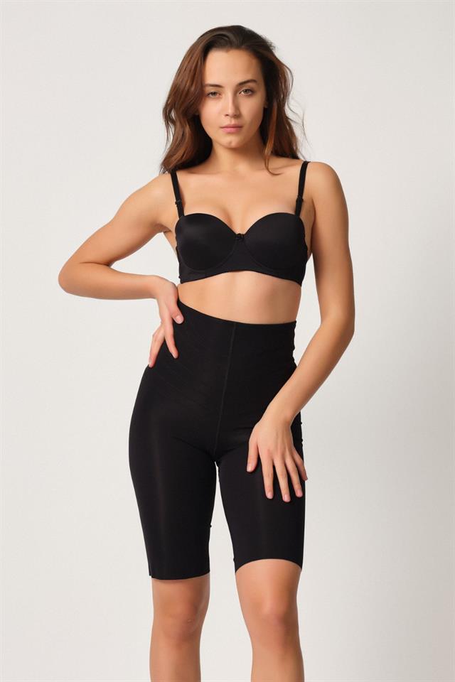 Schwarzes 2923 High Waist Knuckle Leg Laser Korsett