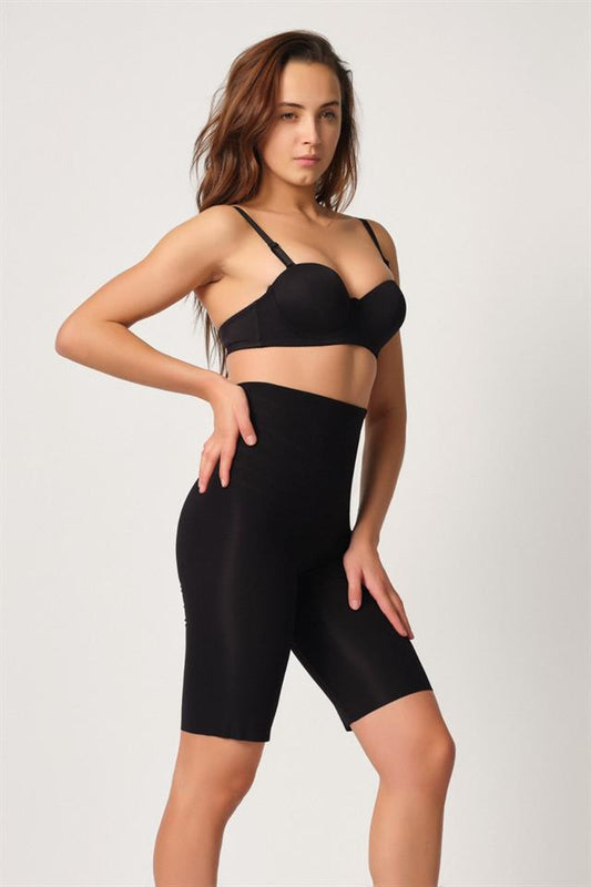 Black  2923 High Waist Knuckle Leg Laser Corset