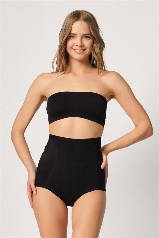 Black  2931 Belly Balen Backed Slip Laser Corset