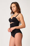 Black  2932 Double Belly Bow Backed Slip Laser Corset