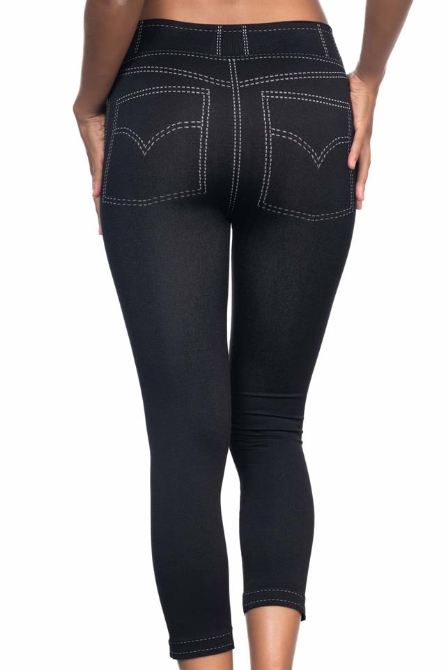 Schwarze 3801 Weiche Denim-Leggings