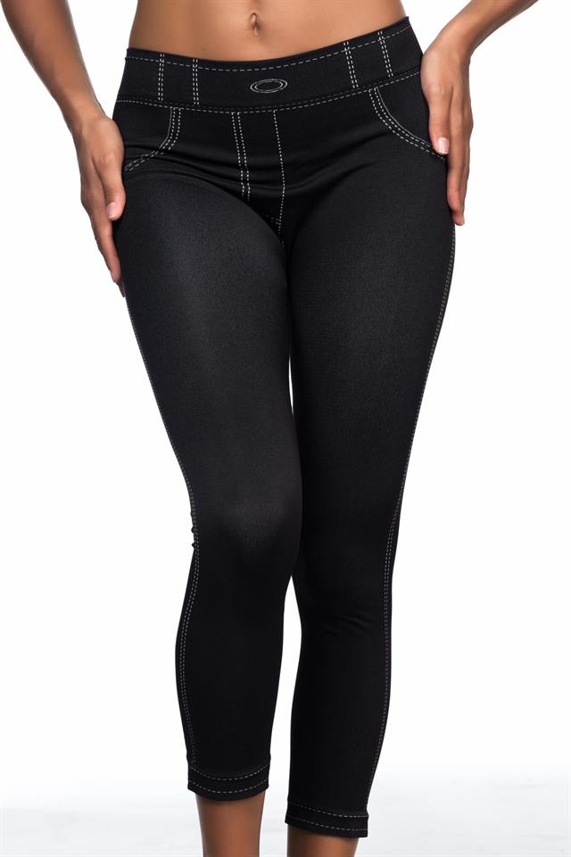 Schwarze 3801 Weiche Denim-Leggings