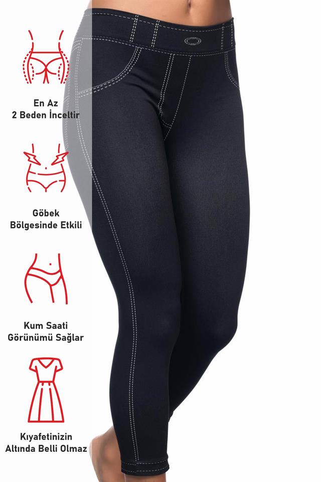 Schwarze 3801 Weiche Denim-Leggings