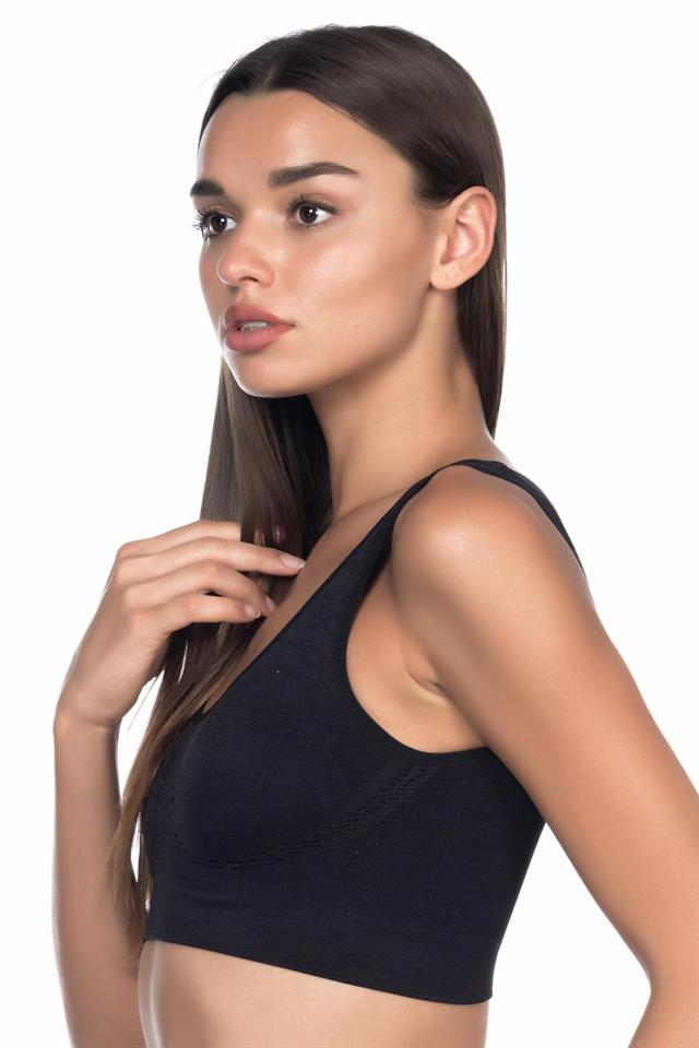Black  4021 Padded Thick Strap Bra Corset