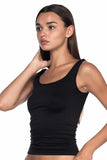 Black  5002 Soft Thick Strap Long Tank Top