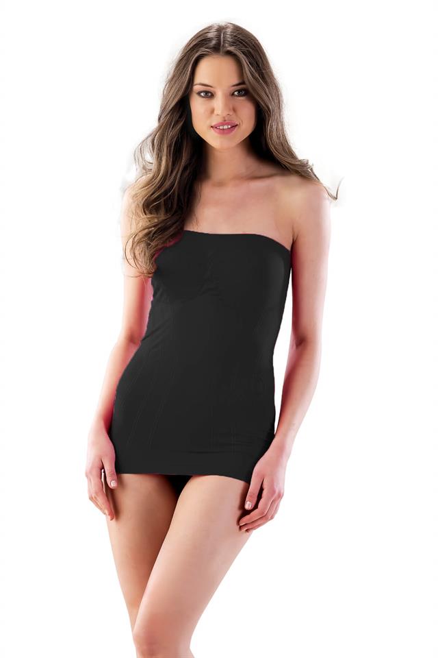 Schwarzes trägerloses Tanktop 5005 mit weichem Muster