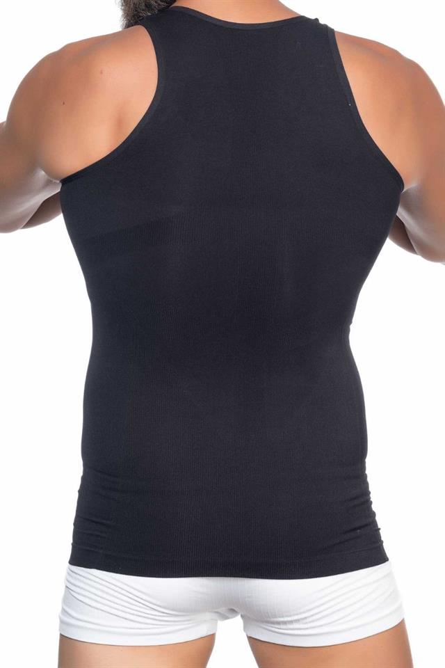 Schwarzes E1002 U-Ausschnitt Korsett Tank Top für Herren