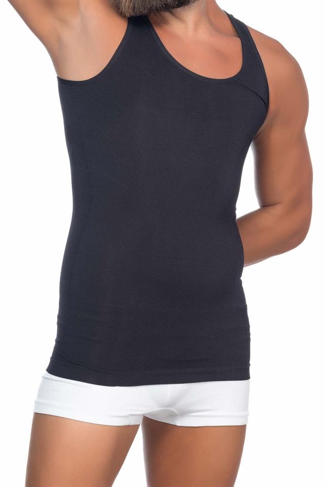 Schwarzes E1002 U-Ausschnitt Korsett Tank Top für Herren