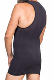 Black  E1003 V Neck Men's Corset Tank Top