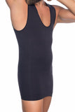Black  E1003 V Neck Men's Corset Tank Top