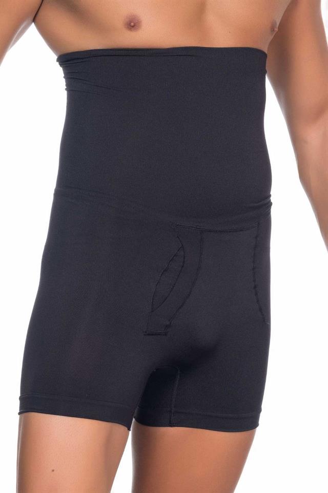 Schwarzes E1005 Doppel-Boxerkorsett mit hoher Taille für Herren