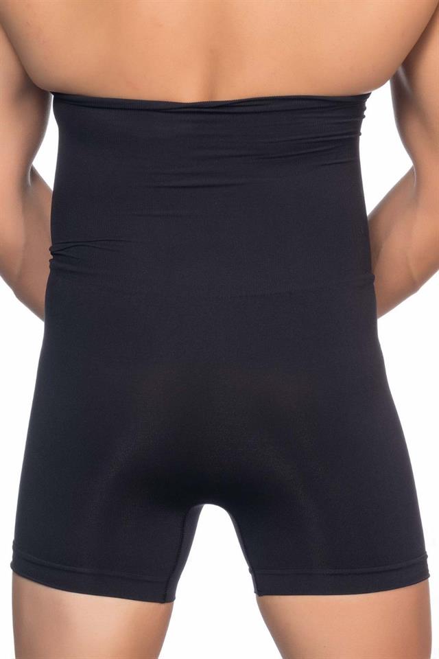 Schwarzes E1005 Doppel-Boxerkorsett mit hoher Taille für Herren