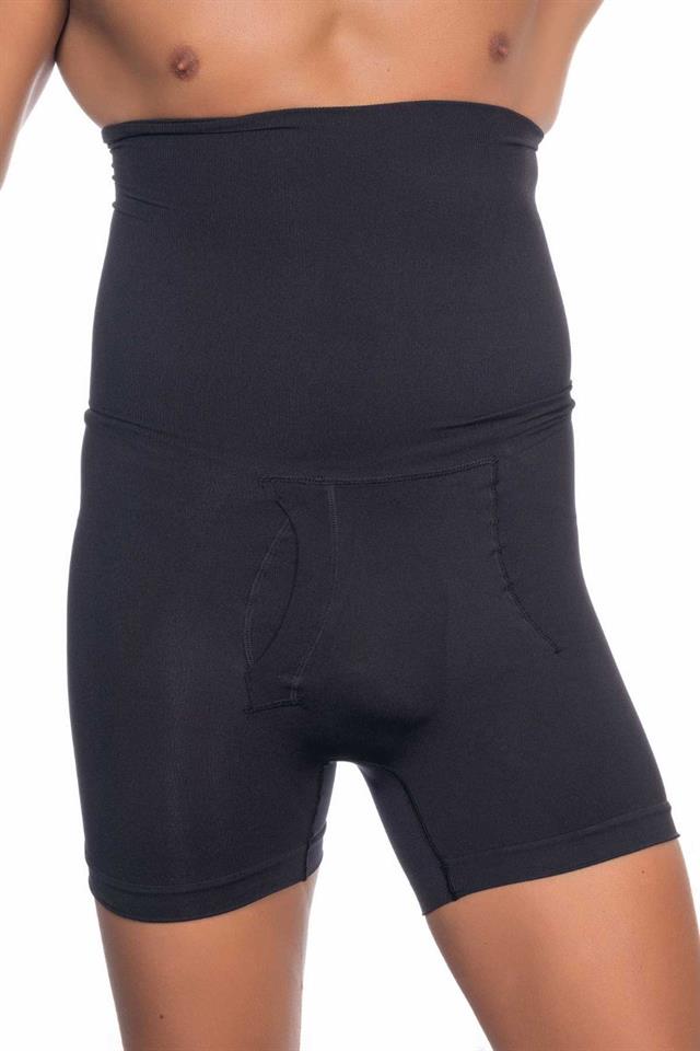 Schwarzes E1005 Doppel-Boxerkorsett mit hoher Taille für Herren