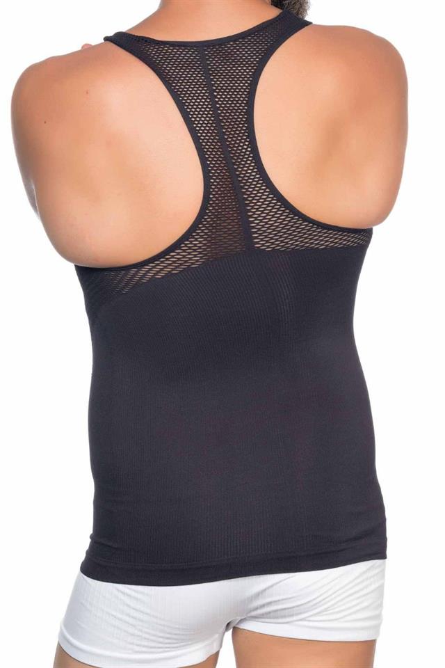 Schwarzes E1009 Mesh Korsett Tank Top für Herren