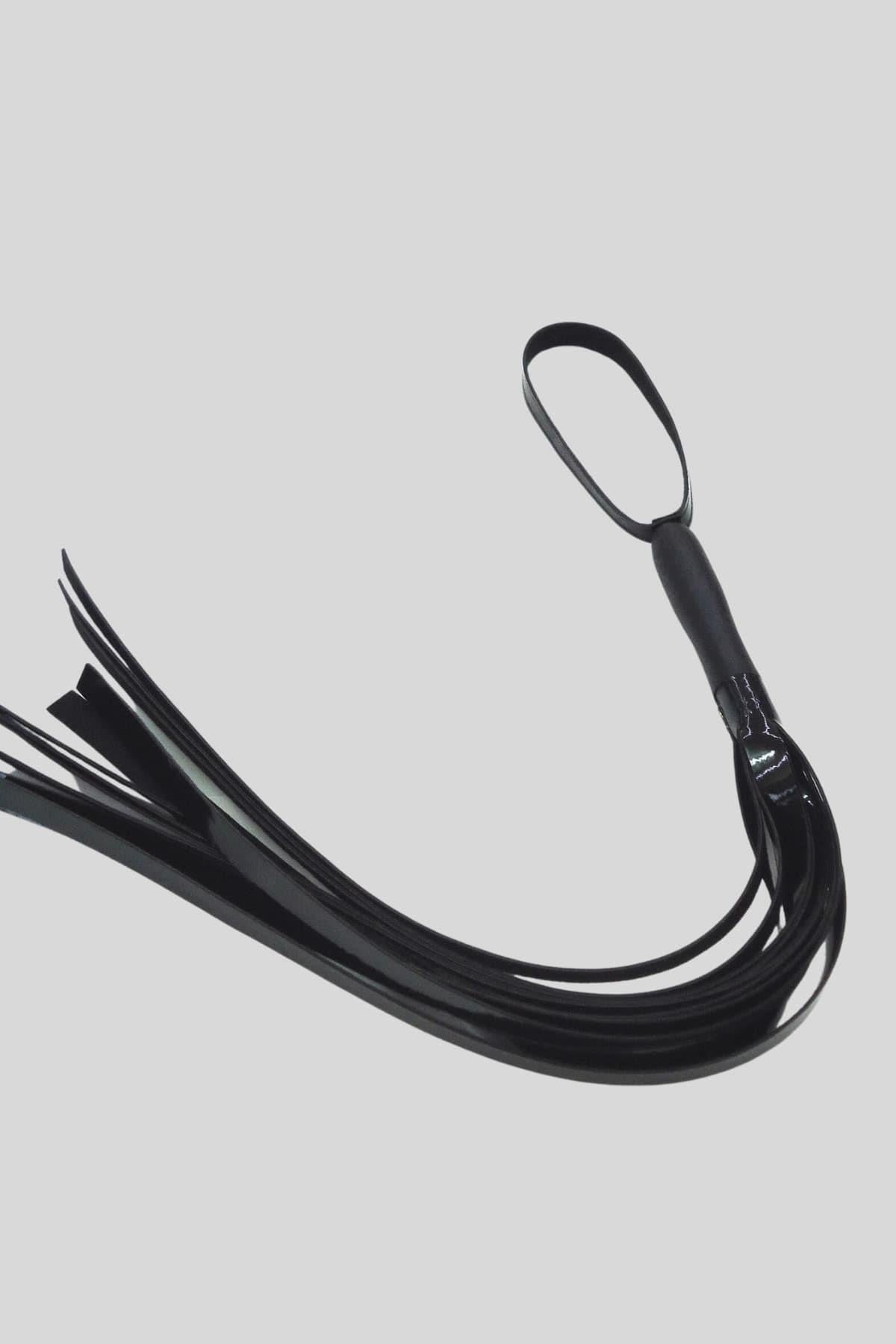 Schwarzes Geschirr Ausgefallenes Accessoire Kunstleder Einzelpeitsche H008