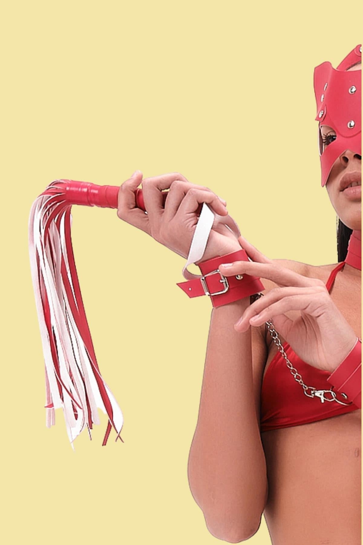 Schwarzes Geschirr Ausgefallenes Accessoire Kunstleder Einzelpeitsche H008