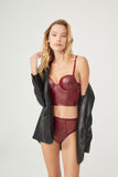Black Leather Corset Bra and Panty Set