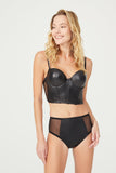 Black Leather Corset Bra and Panty Set