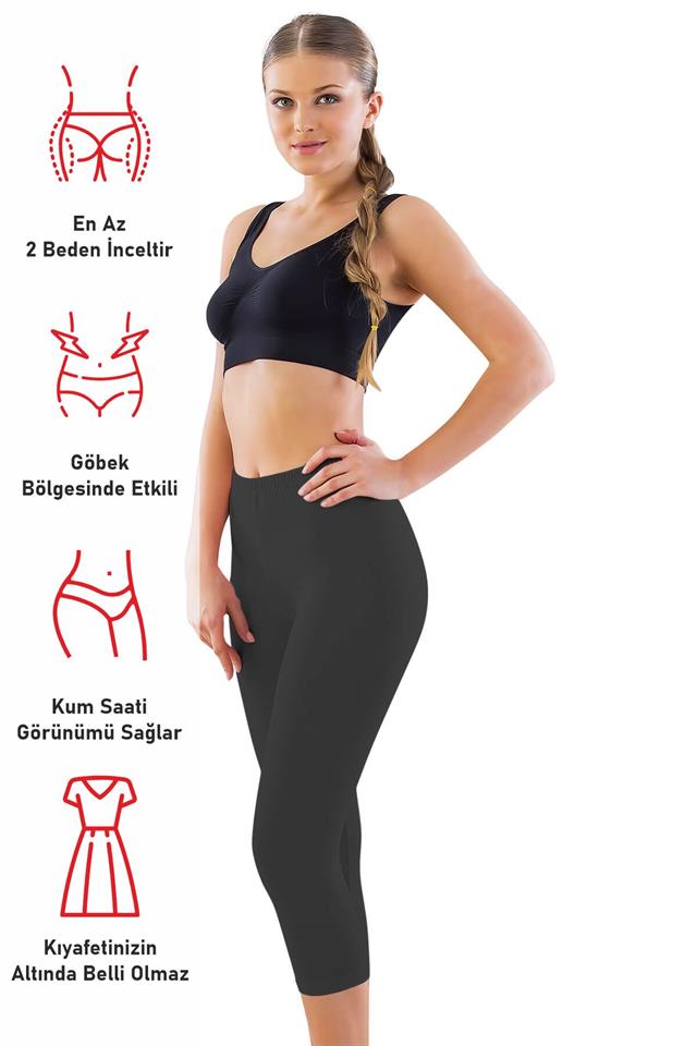 Schwarze, einfarbige Capri-Leggings Mi 7300