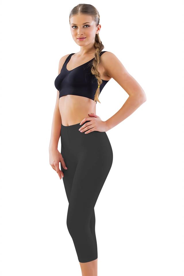 Schwarze, einfarbige Capri-Leggings Mi 7300