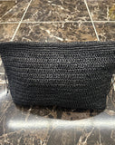 Black Paper Rope Clutch with wooden bead,Summer Bag Clutch, Handmade Bag Woven, Paper Yarn Bag, Clutch