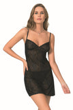 Black Short Jacquard Nightgown