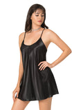 Black Short Satin Nightgown