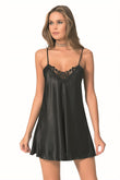 Black Short Satin Nightgown