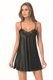 Black Short Satin Nightgown