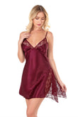 Burgundy Short Satin Nightgown