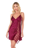 Burgundy Short Satin Nightgown