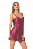 Burgundy Short Satin Nightgown