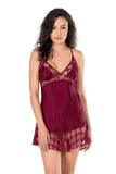 Burgundy Short Satin Nightgown