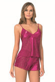 Cherry Satin Babydoll Shorts Set
