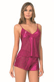 Cherry Satin Babydoll Shorts Set