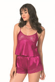 Cherry Satin Babydoll Shorts Set