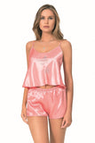 Coral Satin Babydoll Shorts Set
