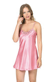 Dark Pink Short Satin Nightgown