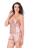 Dark Powder Satin Babydoll Shorts Set