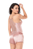 Dark Powder Satin Babydoll Shorts Set