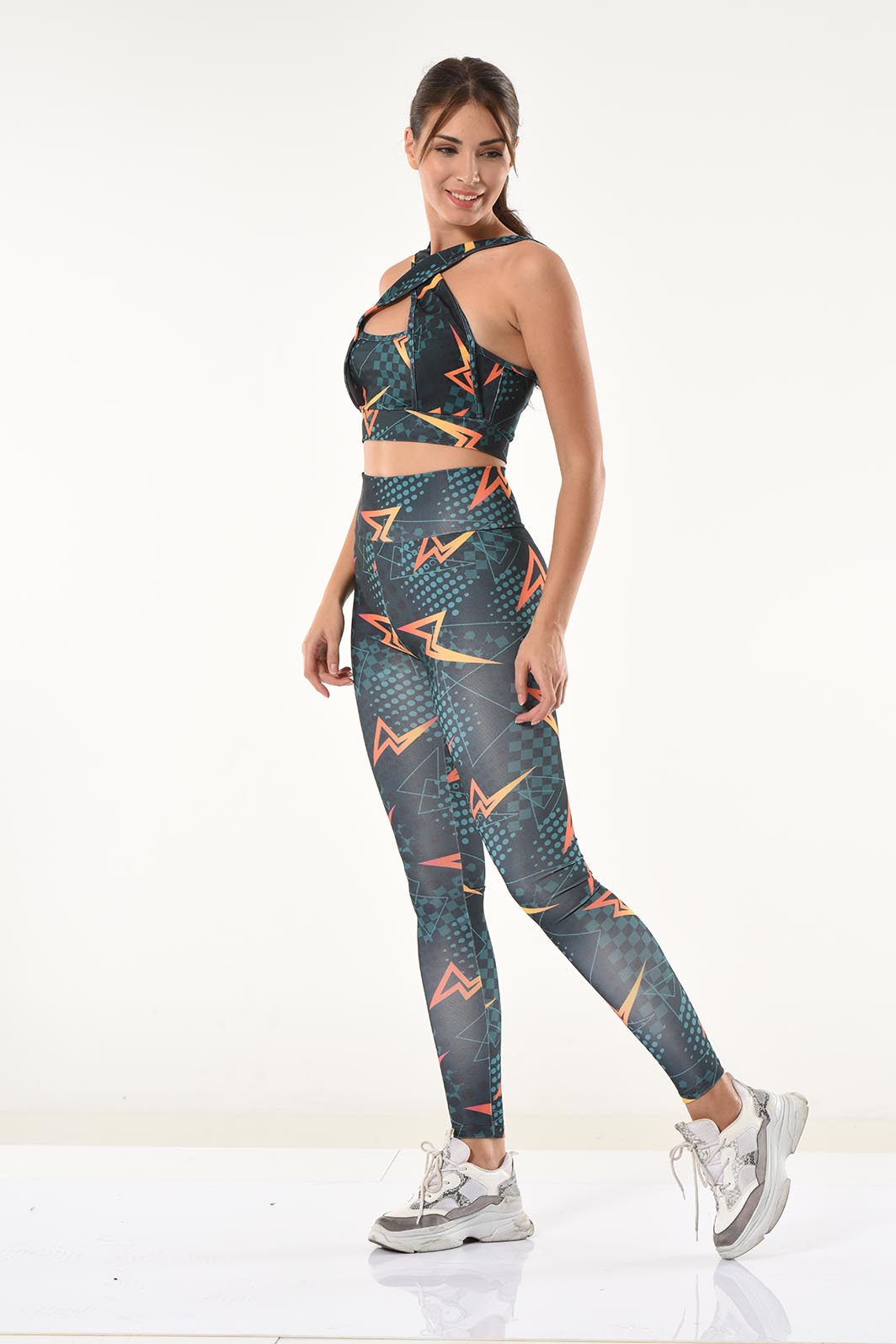 Derya Bullet Bedrucktes Bustier-Leggings-Set 531