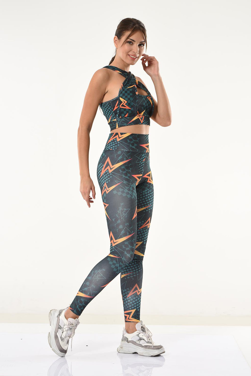 Derya Bullet Bedrucktes Bustier-Leggings-Set 531