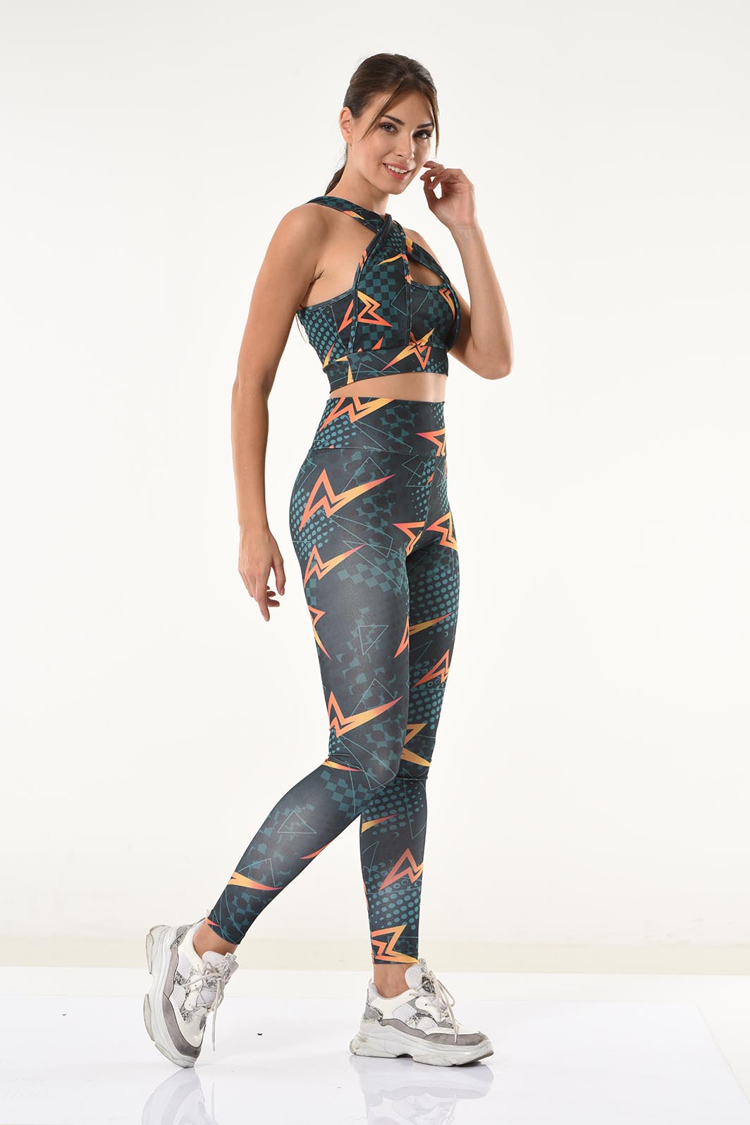 Derya Bullet Bedrucktes Bustier-Leggings-Set 531