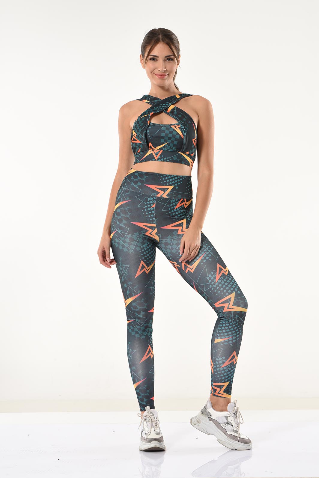 Derya Bullet Bedrucktes Bustier-Leggings-Set 531