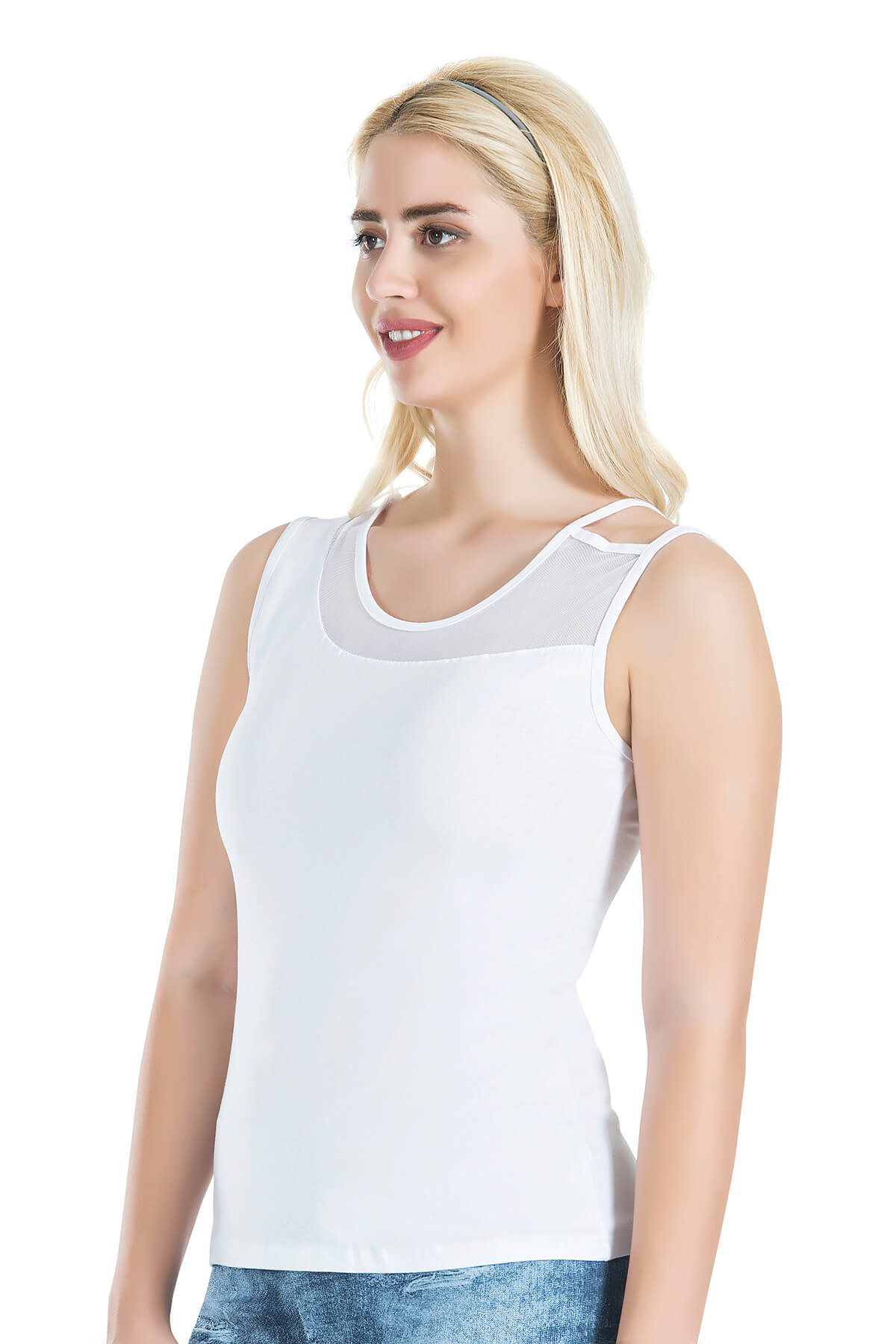 Derya Bullet Wide Transparent Strappy Women's Tank Top 180
